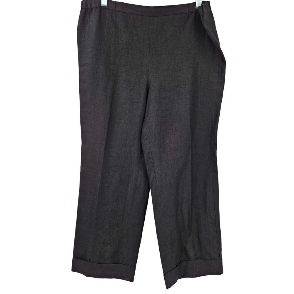 Shirin Guild Linen Cropped Pants Black Women’s Size S Straight Leg Minimalist
